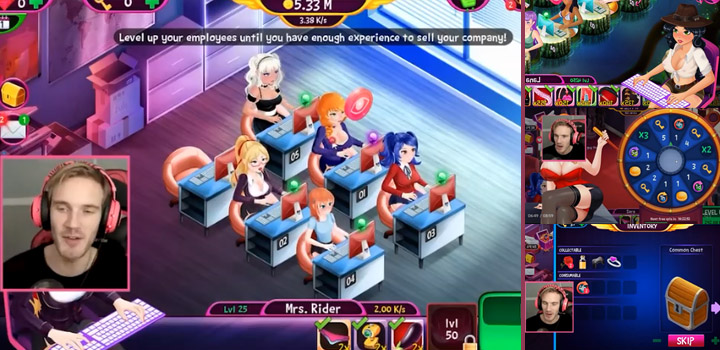 Pewdiepie playing adult game Fap CEO