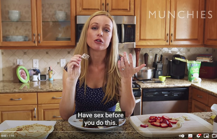 Pornstar Kayden Kross cooking tips on Youtube